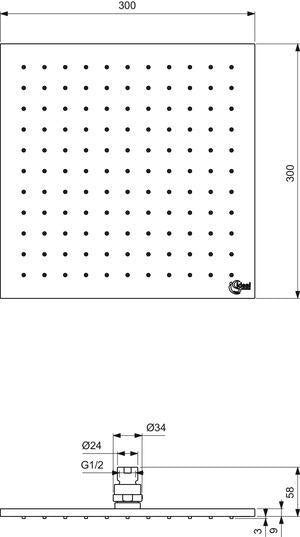 IDEAL STANDARD Idealrain Pro Kopfbrause 300x300mm Chrom – Quadratische Regenbrause mit Antikalk