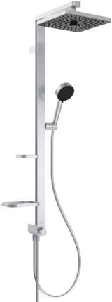 Ideal Standard Duschsystem Ceratwist Alu+ mit 2 Ablagen, Hand- und Kopfbrause, ohne Armatur