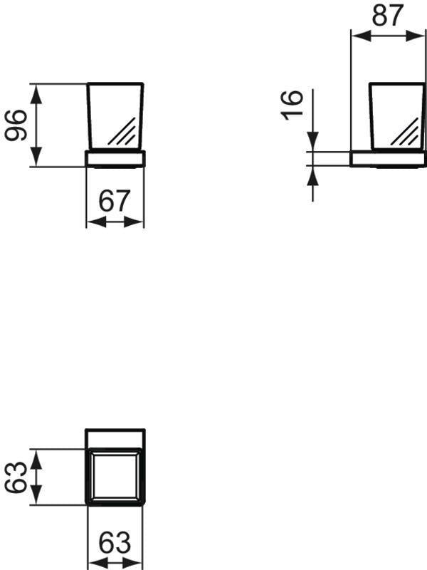 Ideal Standard Zahnputzbecher Conca Cube eckig Brushed Gold – Wandhängend, Glas, Messing