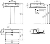 Ideal Standard Conca Aufsatzwaschtisch 600x450mm geschliffen Weiß mit Überlauf und 1 Hahnloch