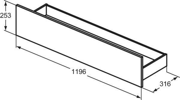 Ideal Standard Eurovit+ Untere Schublade 120 cm – Hochglanz grau lackiert für Badmöbel