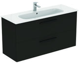 Ideal Standard i.life A Waschtischset 1240 mm mit Unterschrank und schwarzem Griff, Weiß Matt