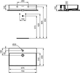 Ideal Standard Waschtisch Extra 700x450x150mm geschliffen Weiß mit 1 Hahnloch und Überlauf