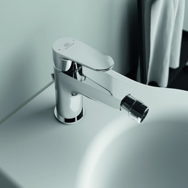 IDEAL STANDARD Bidetarmatur Cerafine O 132 mm mit Ablaufgarnitur in Chrom