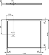IDEAL STANDARD Ultra Flat Evo Rechteck-Brausewanne 1200x1000x35 mm Grau Matt