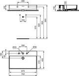 Ideal Standard Extra Aufsatzwaschtisch 700x450mm, 3 Hahnlöcher, mit Überlauf, Weiß