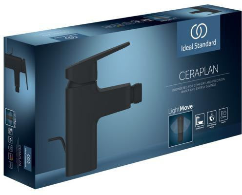 Ideal Standard Ceraplan Bidetarmatur Silk Black 94 mm mit Ablaufgarnitur