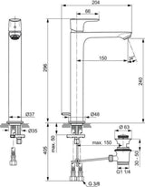 Ideal Standard Connect Air Waschtischarmatur 150 mm mit Ablaufgarnitur und Heißwasser-Sparfunktion in Chrom