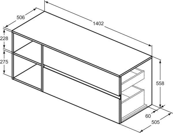 Ideal Standard Finesse Waschtischunterschrank 1402 mm, 2 Auszüge, Greige matt