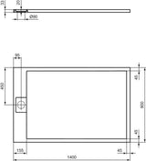 Ideal Standard Ultra Flat S i.life Rechteck-Brausewanne 1400x900mm Carraraweiß, Mineralguss, rutschhemmend
