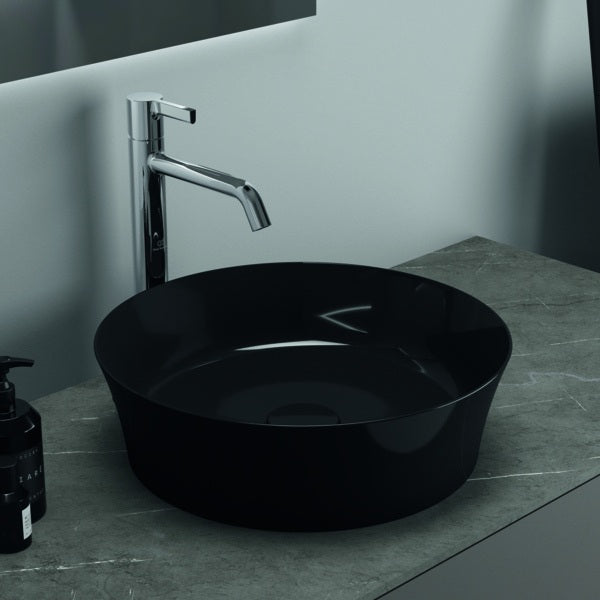 Ideal Standard Ipalyss Aufsatzwaschbecken 400x400mm Schwarz ohne Hahnloch ohne Überlauf