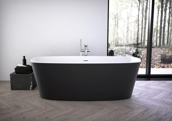 IDEAL STANDARD Duo-Badewanne DEA freistehend 170x75x47/61cm Schwarz Matt mit Ablauf