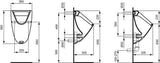 Ideal Standard Eurovit Absaugeurinal, 360x335x560 mm, Weiß, Zulauf hinten, 8er-Pack