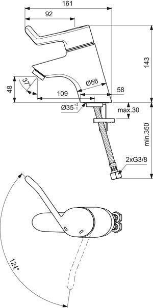 IDEAL STANDARD Ceraplus WT-Sicherheitsarmatur Einhandhebelmischer Chrom 109 mm