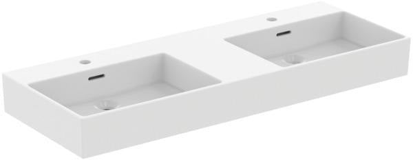 Ideal Standard Doppelwaschtisch Extra 1215mm, 2x 1 Hahnloch, mit Überlauf, Seidenweiß