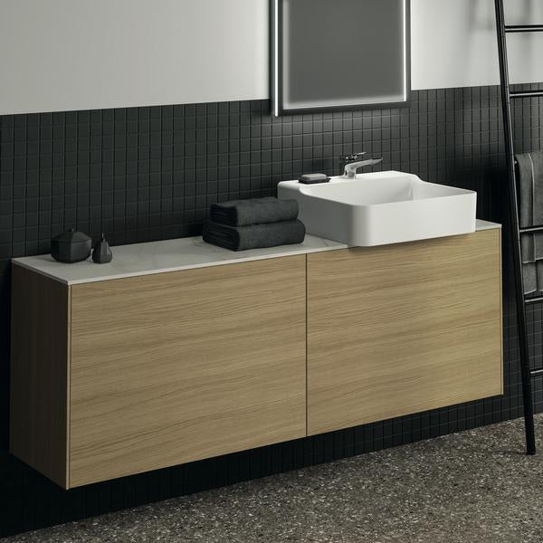 Ideal Standard Waschtischplatte Conca aus Keramik 1587x373x6 mm in Marmor Noir Desir
