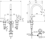 Ideal Standard Joy Neo Waschtischarmatur 3-Loch mit Ablaufgarnitur Chrom 168 mm