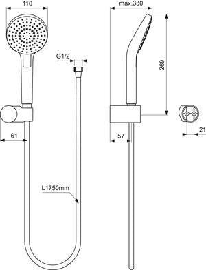 Ideal Standard Ceratherm Navigo Duschsystem Chrom – Armaturen-Paket mit Thermostat & Handbrause