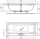 Ideal Standard Duo-Badewanne La Dolce Vita 2000x1000 mm Weiß – Rechteckige Einbauwanne mit 435 l Inhalt