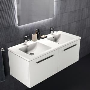 Ideal Standard i.life B Möbel-Doppelwaschtisch 1210 mm Weiß mit Überlauf und 2x 1 Hahnloch