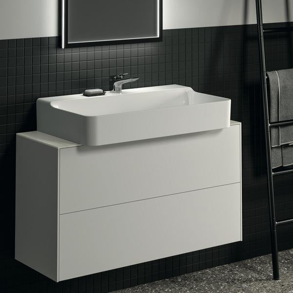 Ideal Standard Waschtischplatte Conca aus Keramik 1002x373x6 mm in Marmor Noir Desir