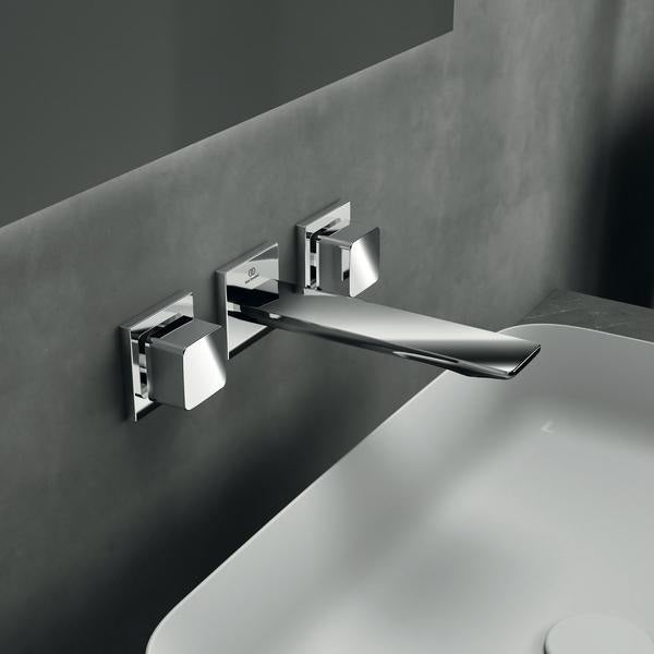 Ideal Standard Conca Wand-Waschtischarmatur, zweigriffig, Ausladung 180 mm, Brushed Gold
