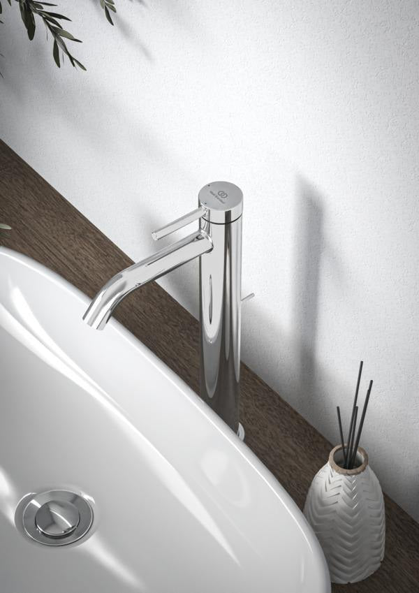 Ideal Standard Ceraline Nuovo Waschtischarmatur 135 mm mit Ablaufgarnitur und BlueStart, Chrom