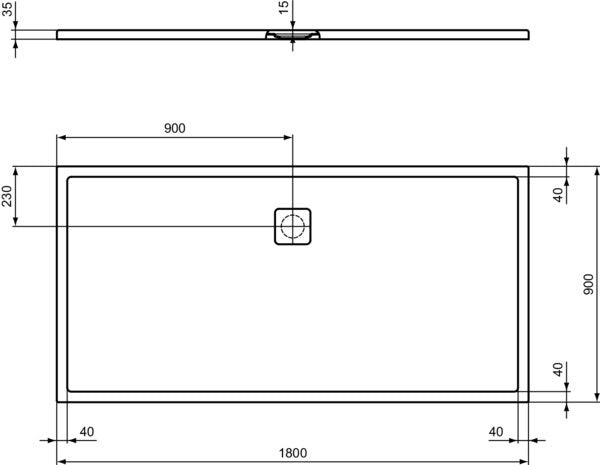 IDEAL STANDARD Ultra Flat Evo Rechteck-Brausewanne 1800x900x35 mm Seidenweiß