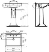 Ideal Standard Waschtisch Calla 3 Hahnlöcher mit Überlauf 715x500x175 mm Weiß