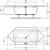 Ideal Standard i.life Sechseck-Badewanne 1900x900x450mm Weiß – Sanitäracryl, 260 l