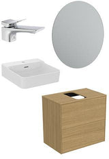 Ideal Standard Conca Waschtisch-Paket Bundle07 mit Unterschrank Eiche hell, Spiegel und Armatur
