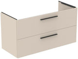 Ideal Standard i.life B Möbelwaschtischunterschrank 1200 mm, 2 Auszüge, Weiß matt, Siphon links
