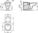 Ideal Standard Contour 21 Wandtiefspül-WC, barrierefrei, ohne Spülrand, 355x700x380 mm, Weiß