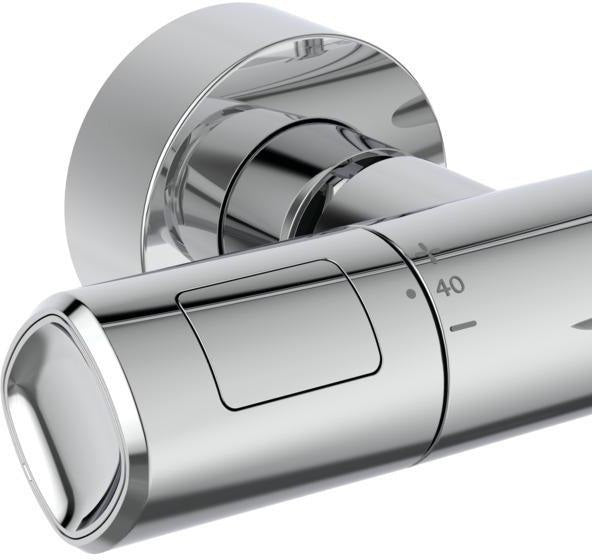 Ideal Standard Duschsystem Ceratherm T100 mit Badethermostat Chrom – Verbrühschutz, Regenkopfbrause