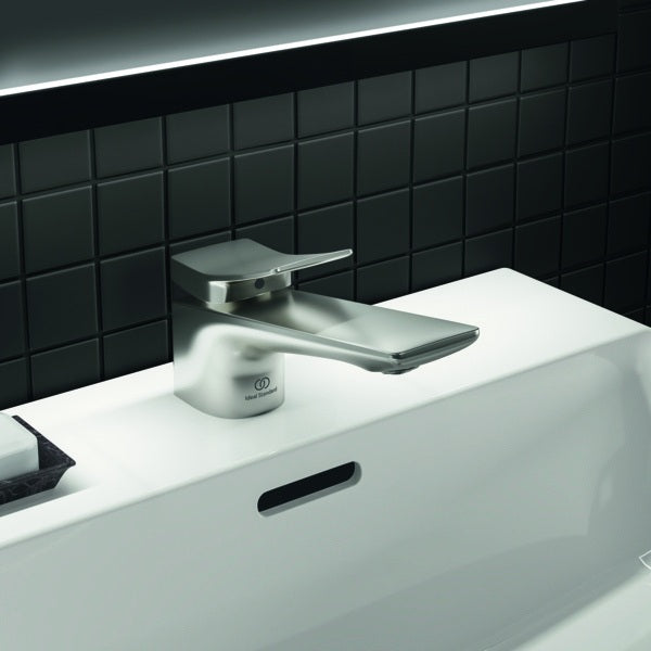 Ideal Standard Conca Waschtischarmatur Brushed Gold mit Ablaufgarnitur 132mm Ausladung