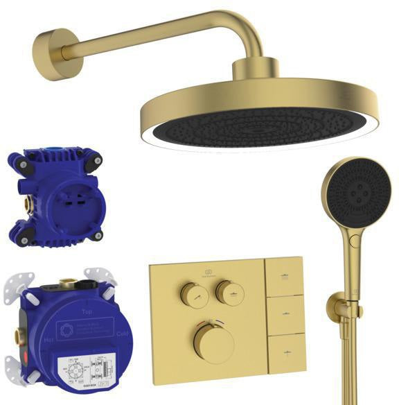 Ideal Standard Ceratherm Navigo Solos Brausethermostat Armaturen-Paket 02 CTherm, KB, HB Brushed Gold