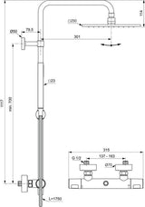 IDEAL STANDARD Duschsystem Ceratherm T25 M mit Thermostat, Kopf- und Handbrause, Chrom
