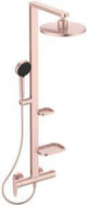 IDEAL STANDARD Duschsystem Ceraflow Alu+ mit Brausearm, 2 Ablagen, 2-Funktions-Handbrause und Kopfbrause Rose