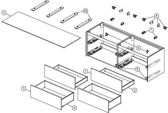 Ideal Standard Conca Waschtischunterschrank 1587 mm, 4 Auszüge, Anthrazit, Push-Open