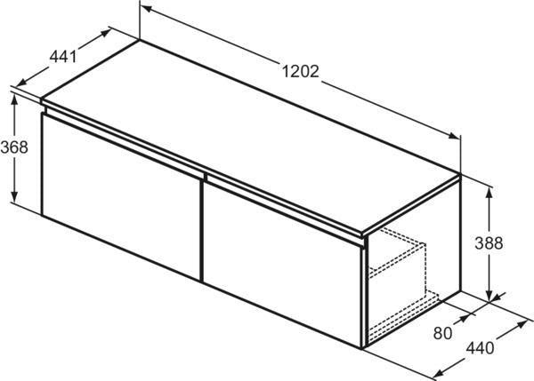 Ideal Standard Finesse Waschtischunterschrank 1202 mm mit 2 Auszügen in Greige matt