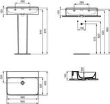 Ideal Standard Aufsatzwaschtisch Conca 600x450x165mm geschliffen Weiß ohne Hahnloch