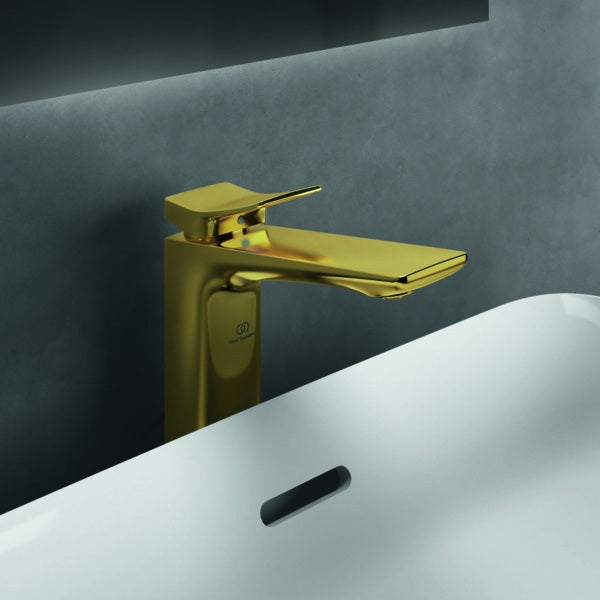 Ideal Standard Conca Waschtischarmatur Brushed Gold mit Ablaufgarnitur und 150 mm Auslauf
