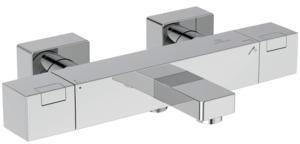 Ideal Standard Badethermostat AP Ceratherm C100 Square Chrom – Thermostatische Aufputz-Armatur mit Keramik-Oberteil