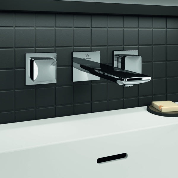 Ideal Standard Conca Wand-Waschtischarmatur, zweigriffig, Ausladung 180 mm, Brushed Gold