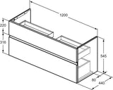 Ideal Standard Finesse Möbelwaschtischunterschrank 1200 mm, 2 Auszüge, Greige matt