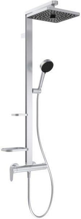 Ideal Standard Ceraflow Alu+ Duschsystem mit Brausearmatur, 2 Ablagen und 2-Funktions-Handbrause in Silver