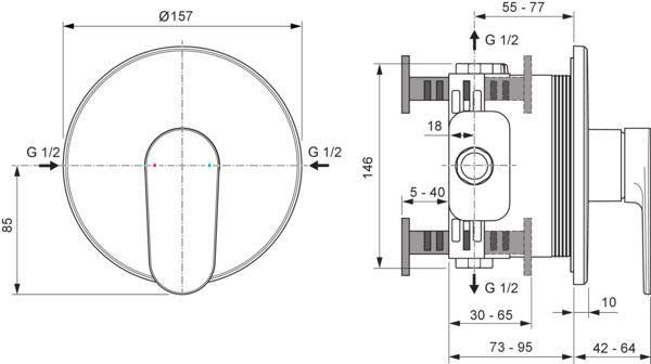 Ideal Standard Cerafine O Nuovo Brausearmatur Unterputz Chrom Rosette 163 mm