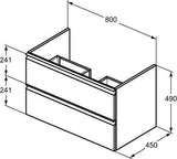 IDEAL STANDARD Waschtisch/Möbel-Paket CONNECT E mit Waschtisch 800 mm weiß/Walnuss dunkel