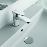 Ideal Standard Cerafine O Waschtischarmatur Chrom 114 mm mit Ablaufgarnitur und Heißwasser-Sparfunktion