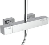 Ideal Standard Duschsystem Ceratherm C100 Square Brausestange rund Chrom – Thermostat & Verbrühschutz